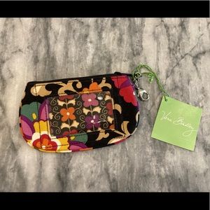 Vera Bradley Suzani Clip Zip ID Case Wallet Pink Black Floral New NWT